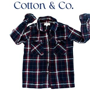 Kids Plaid Button Down Shirt - Navy and Red